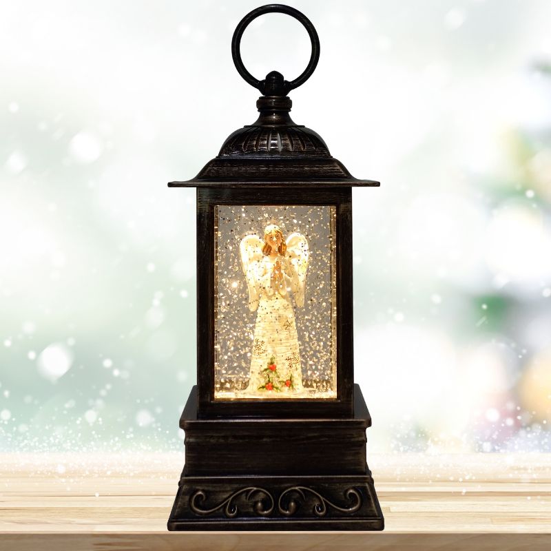 Birch Angel 10.5" Glitter Lantern